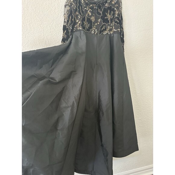 Adrianna Papell Women's Petite Beaded Taffeta-Skirt Gown Maxi Dress Black 6P - Picture 12 of 16
